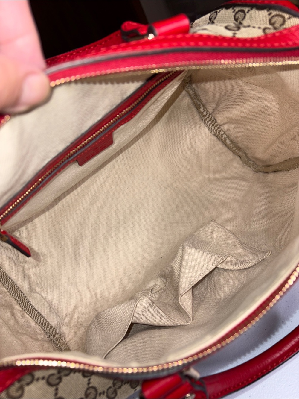 Gucci GG Supreme Web Boston Bag Leather Trim | No Strap - Picture 13 of 16